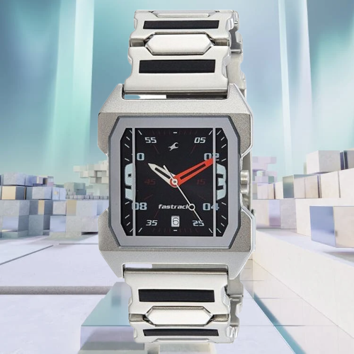 Fastrack Party Analog Black Dial Steel Strap Watch For Men’s