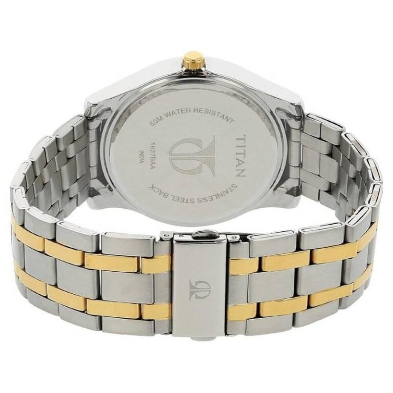 Titan Day & Date Watch for Men, White Dial Two Tone Steel Strap - Image 5