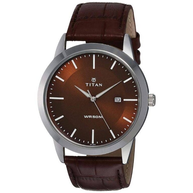 Titan Analog with Date Brown Dial Leather Strap Watch for Men - Image 5