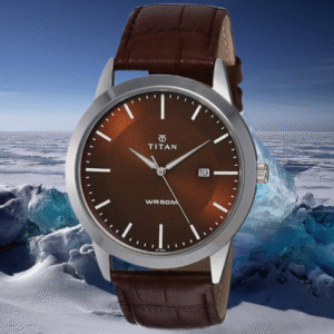 Titan Analog with Date Brown Dial Leather Strap Watch for Men