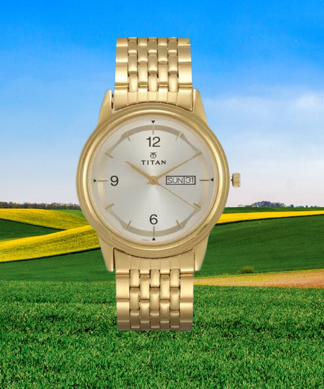 Titan Analog Light Gold Dial Golden Stainless Steel Strap Men’s Watch