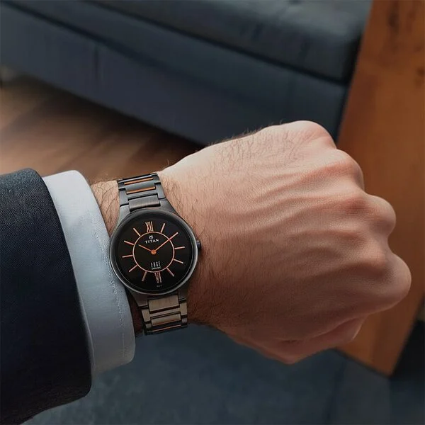 Titan Edge Ceramic Quartz in Rich Black Dial Watch for Men - Image 3