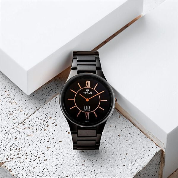 Titan Edge Ceramic Quartz in Rich Black Dial Watch for Men - Image 2