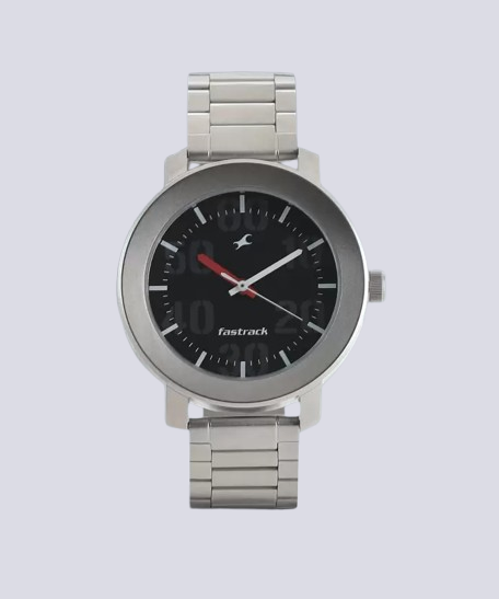Fastrack Trendy Analog Black Dial Silver Stainless Steel Strap Men’s Watch
