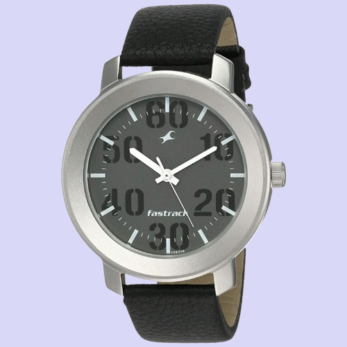 Fastrack Trendy Analog Black Dial Black Leather Strap Men’s Watch