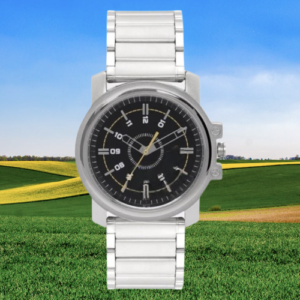 Analog Black Dial Silver Stainless Steel Strap Men’s Watch