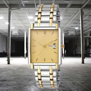 Golden Dial Two Tone Stainless Steel Strap Watch for Men