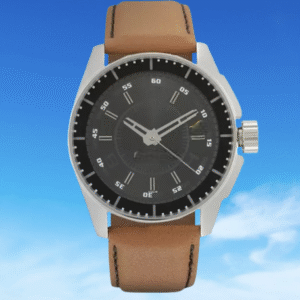 Watch for Men, Black Dial Brown Leather Strap Analog Watch