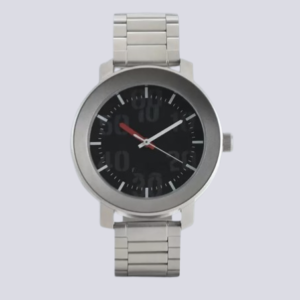 Trendy Analog Black Dial Silver Stainless Steel Strap Men’s Watch