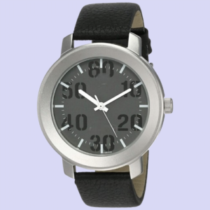 Trendy Analog Black Dial Black Leather Strap Men’s Watch