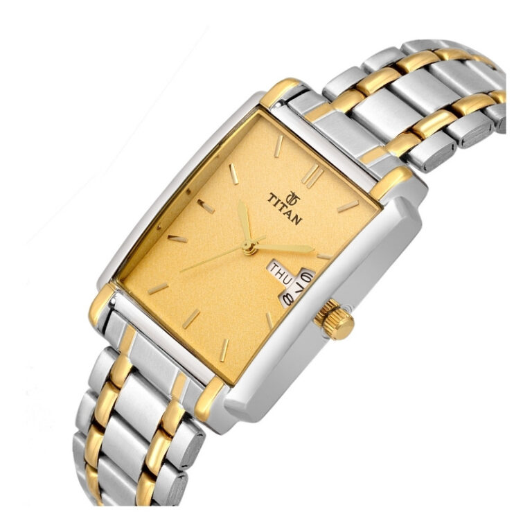 Titan Golden Dial Two Tone Stainless Steel Strap Watch for Men - Image 3