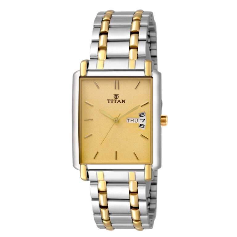 Titan Golden Dial Two Tone Stainless Steel Strap Watch for Men - Image 2