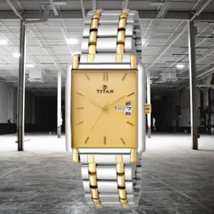 Titan Golden Dial Two Tone Stainless Steel Strap Watch for Men