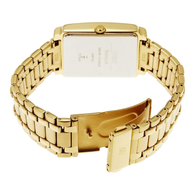 Titan Golden Dial Golden Metal Strap Analog Wrist Watch for Men - Image 4
