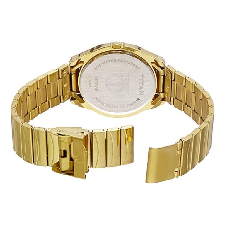 Titan Trendy Golden Dial Golden Stainless Steel Strap Men’s Watch - Image 3