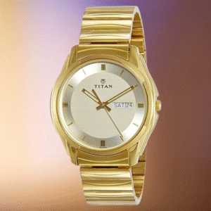 Titan Trendy Golden Dial Golden Stainless Steel Strap Men’s Watch