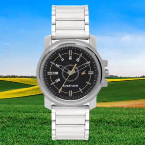Fastrack Analog Black Dial Silver Stainless Steel Strap Men’s Watch