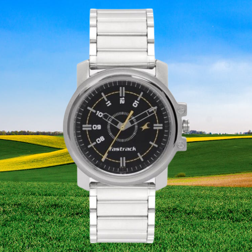 Fastrack Analog Black Dial Silver Stainless Steel Strap Men’s Watch